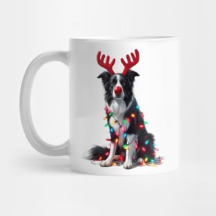 Christmas Red Nose Border Collie Dog Mug